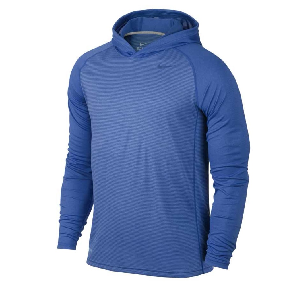 NIKE DRI-FIT TOUCH MENS LONG SLEEVE HOODIE LARGE, BLUE
